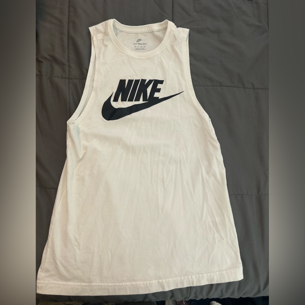 Nike White Sleeveless Top with Black Logo